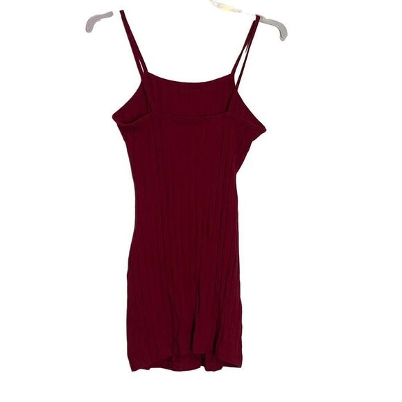 Ribbed Cranberry Red Bodycon Dress - Picture 2 of 6